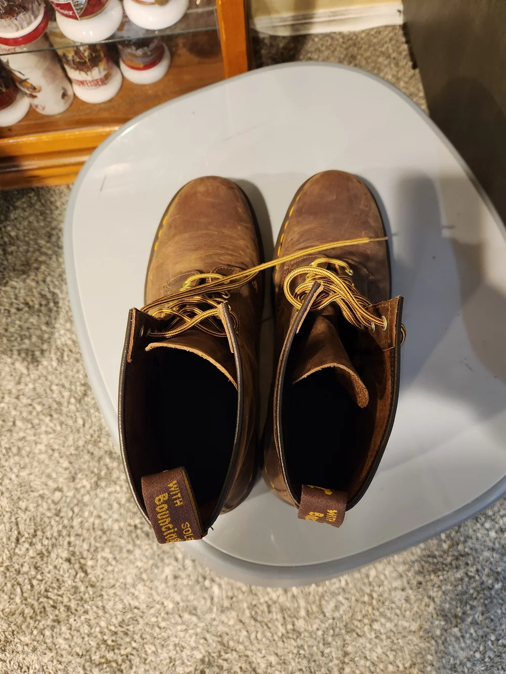 Dr. Martens Brown Leather Lace-Up Combat Boots Size 14 Men Very Clean
